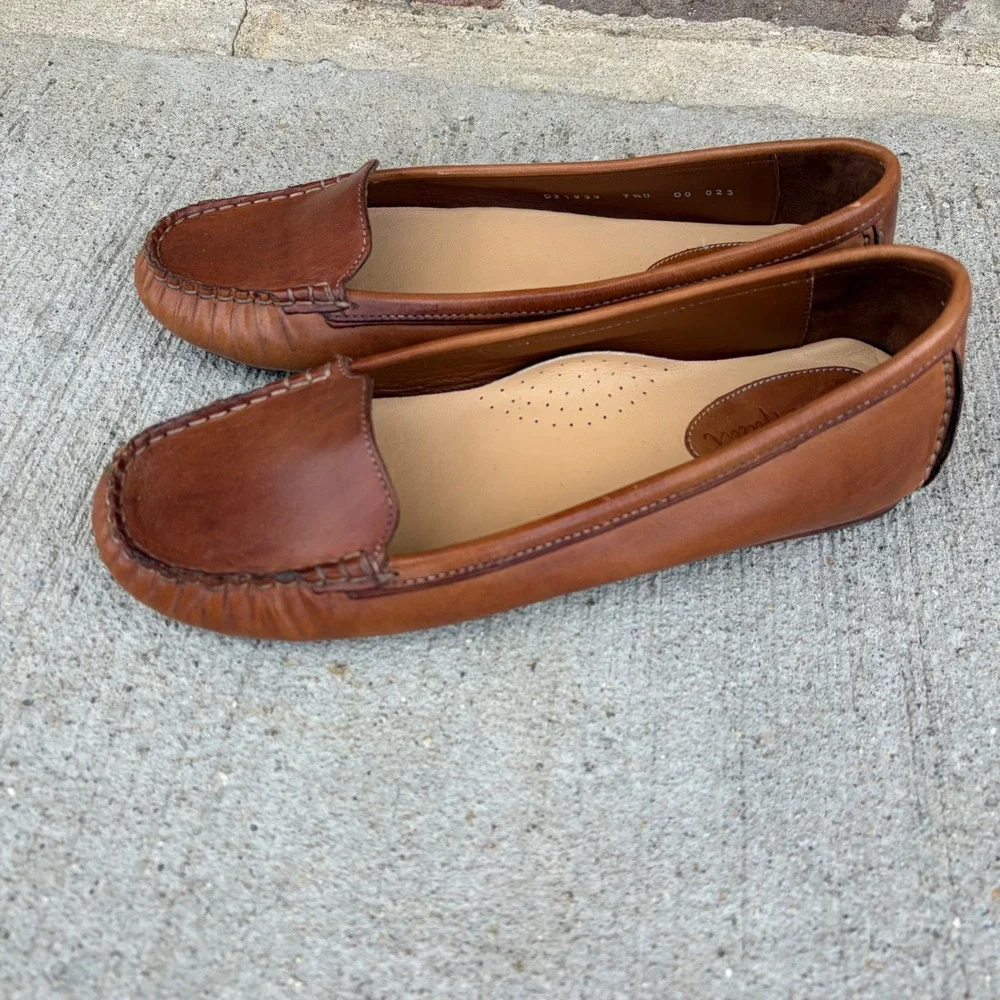 Cole Haan Air Grant Tan Leather Driving Loafers Moc Toe Flats D31839 Mens 7.5D
